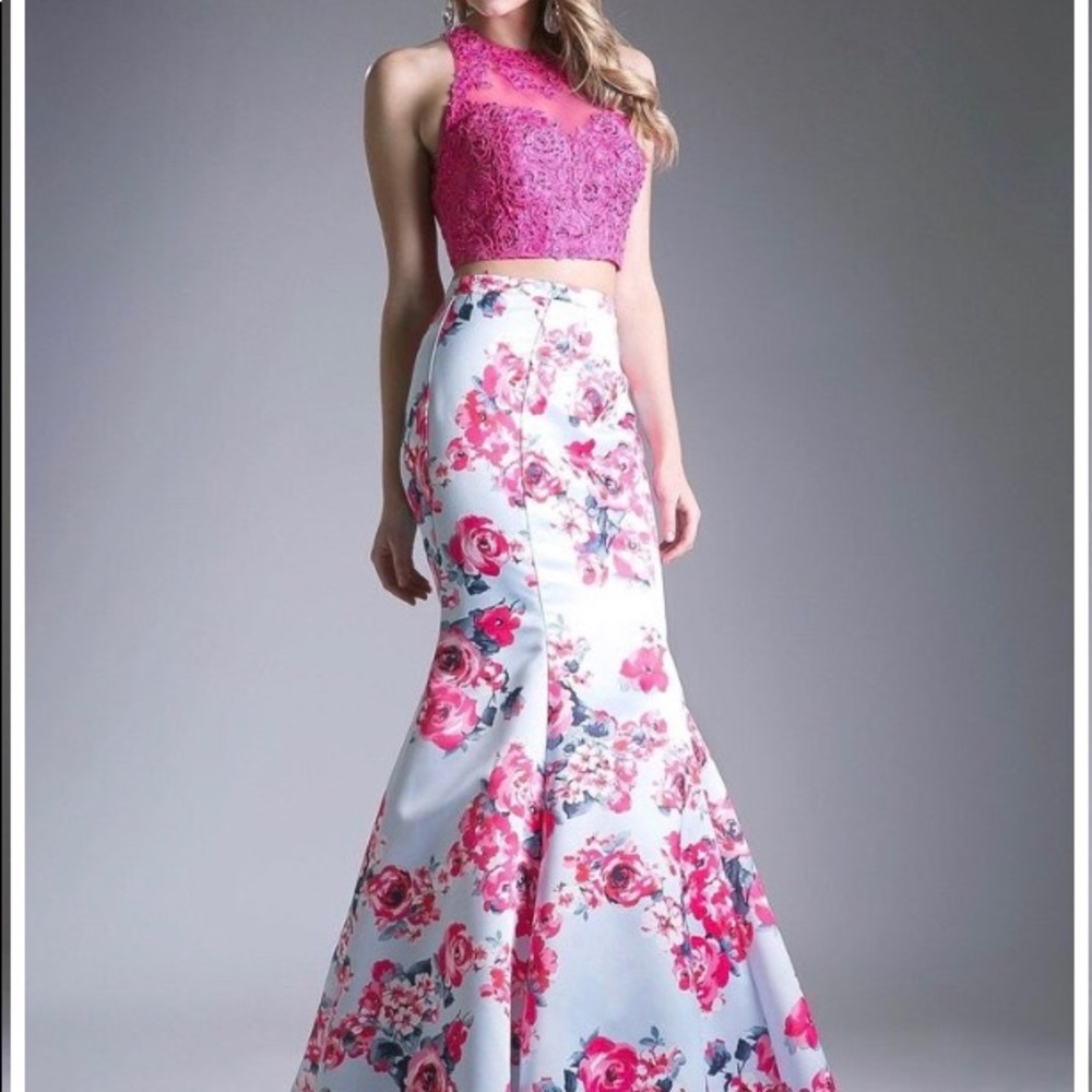 Two Piece Floral Prom Dress Cinderella Divine